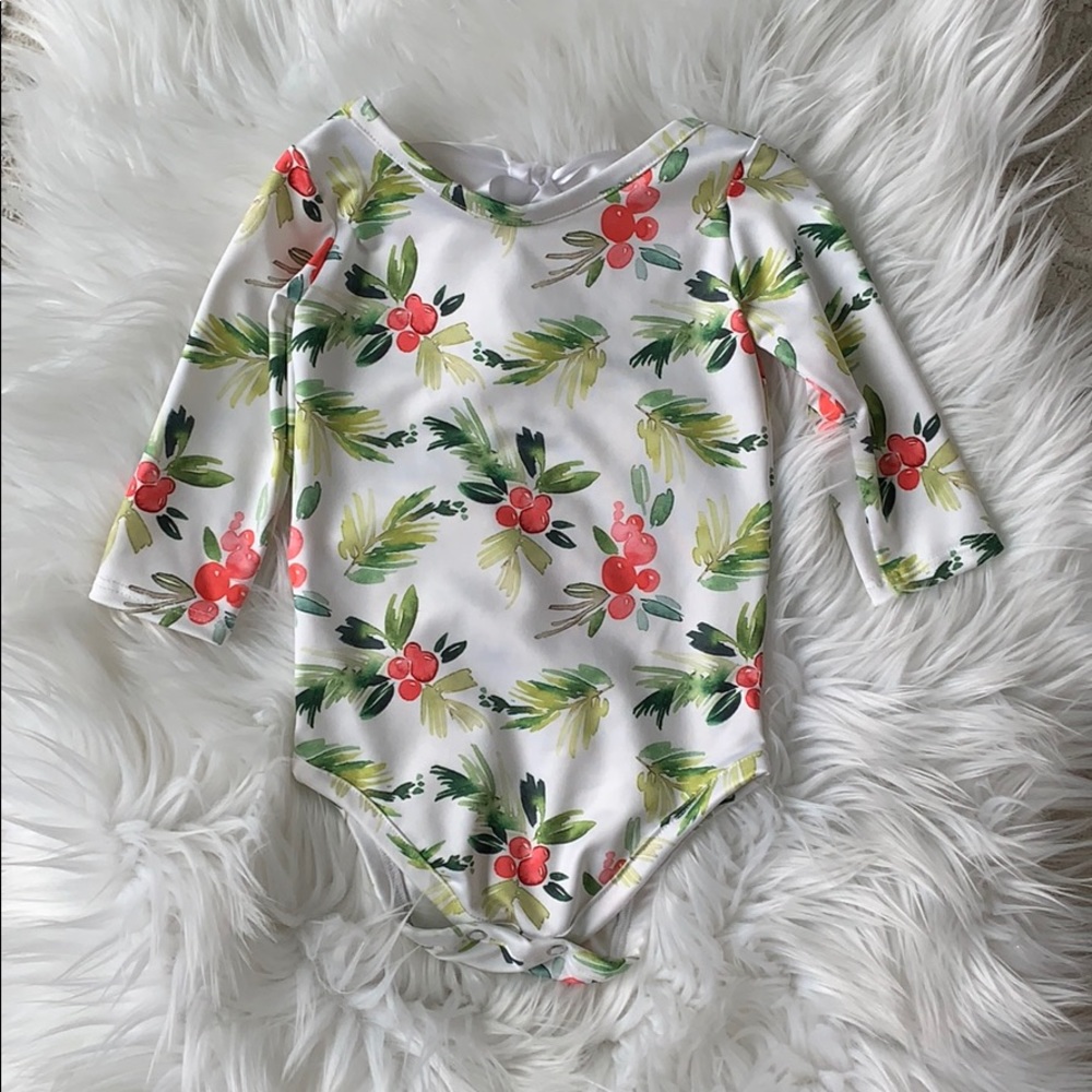 Holly Print Bow Back Leotard